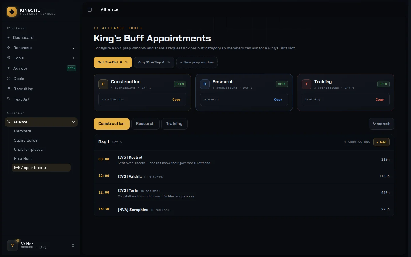 KvK Appointments